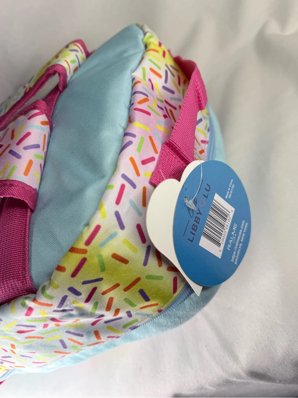 Libbey Light Blue Cupcake Backpack with Multicolor Sprinkles